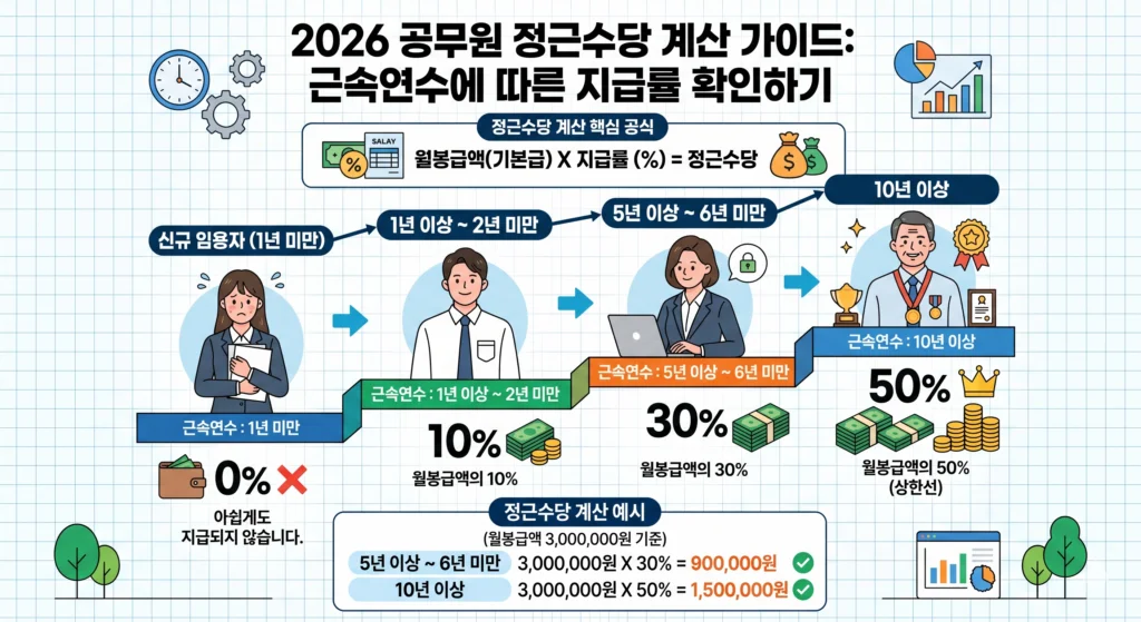 2026 1월,7월 공무원 정근수당 계산법 : 근속연수별 지급액 및 지급 시기 완벽 가이드 3 정근수당
