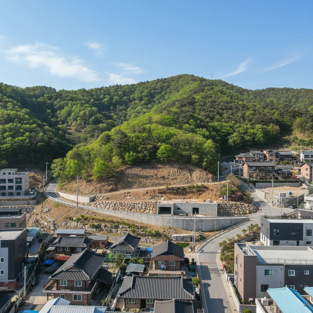 경사도 기준 초과한 개발행위허가 대상 경사지 풍경