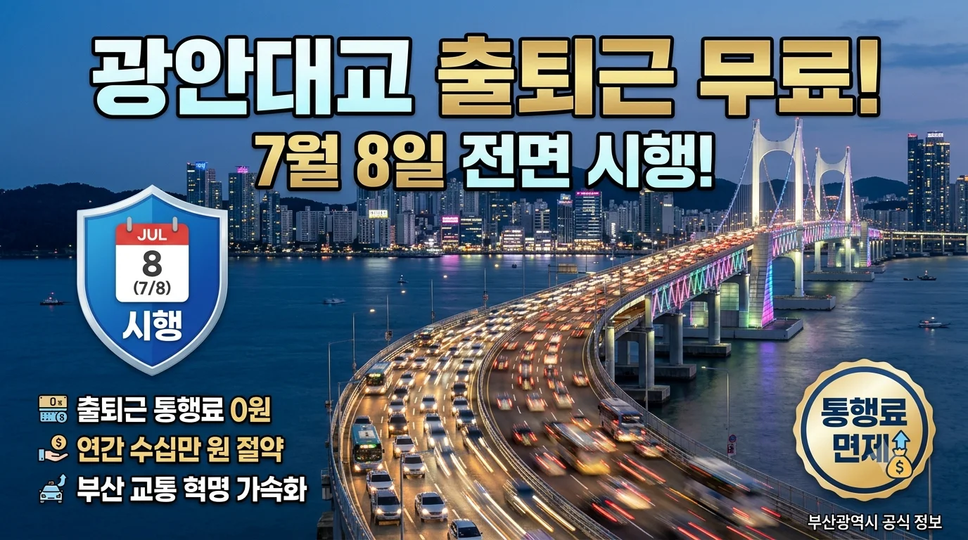 광안대교 출퇴근시간 통행료 무료화 7월 8일부터 전면 시행! 출퇴근 비용 절감 핵심 정리 1 광안대교