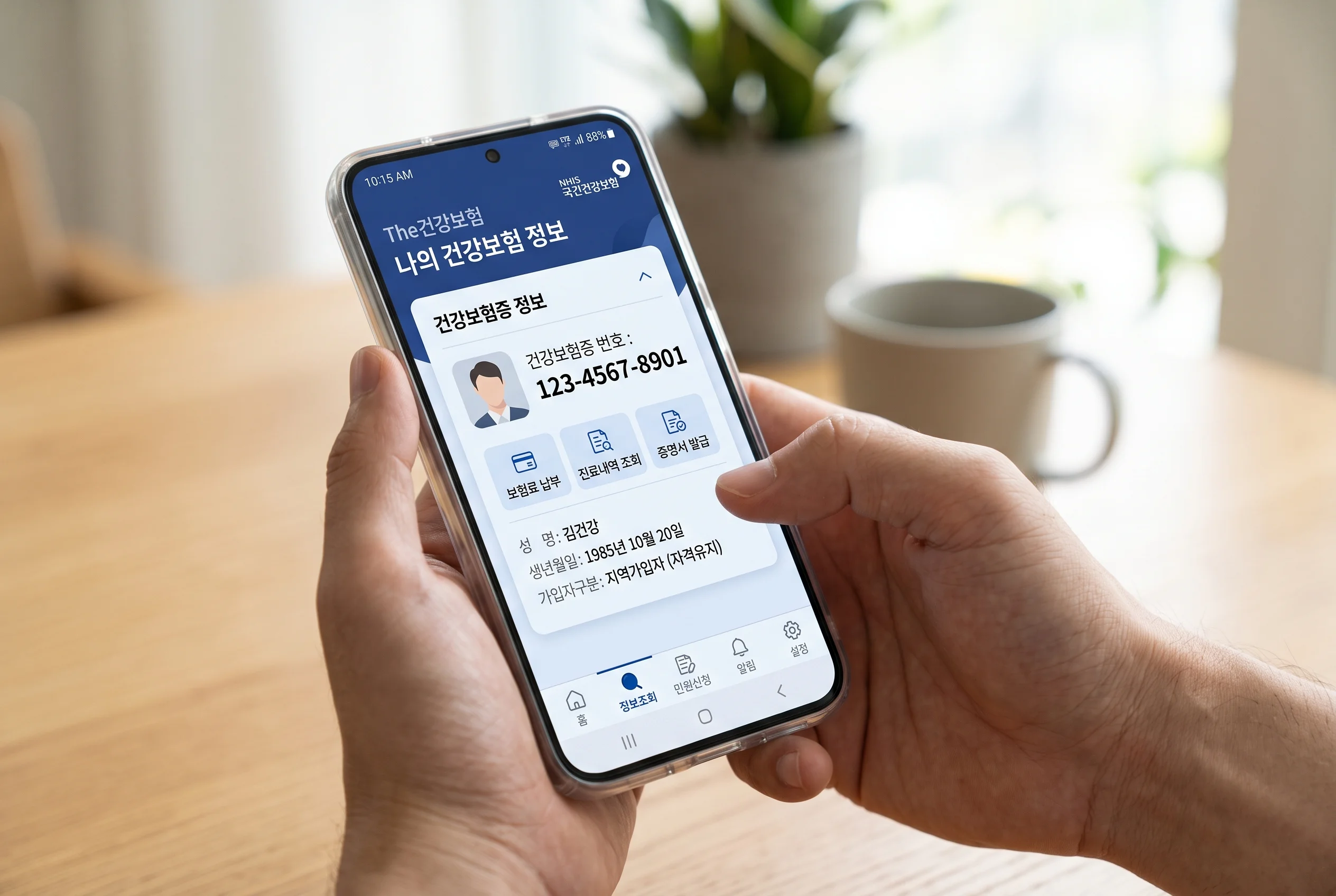건강보험증 번호 찾기 및 조회 확인 방법 알아보기 2026 2 The건강보험 앱 건강보험증 번호 조회 화면
