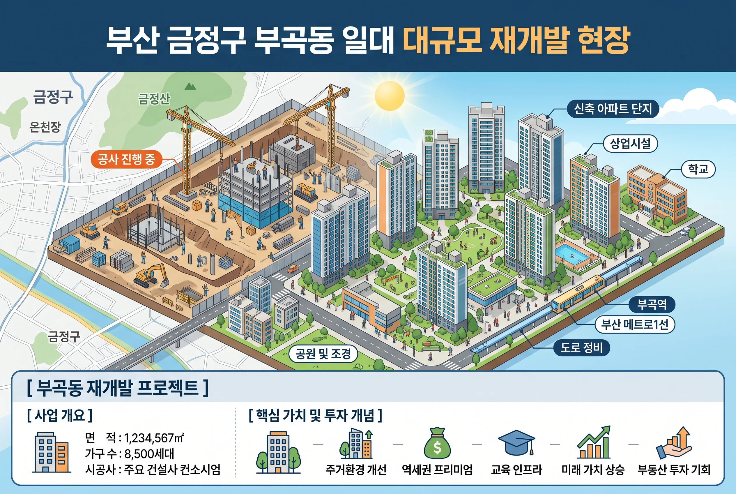 서금사A구역 재개발 단지 구성 인포그래픽
