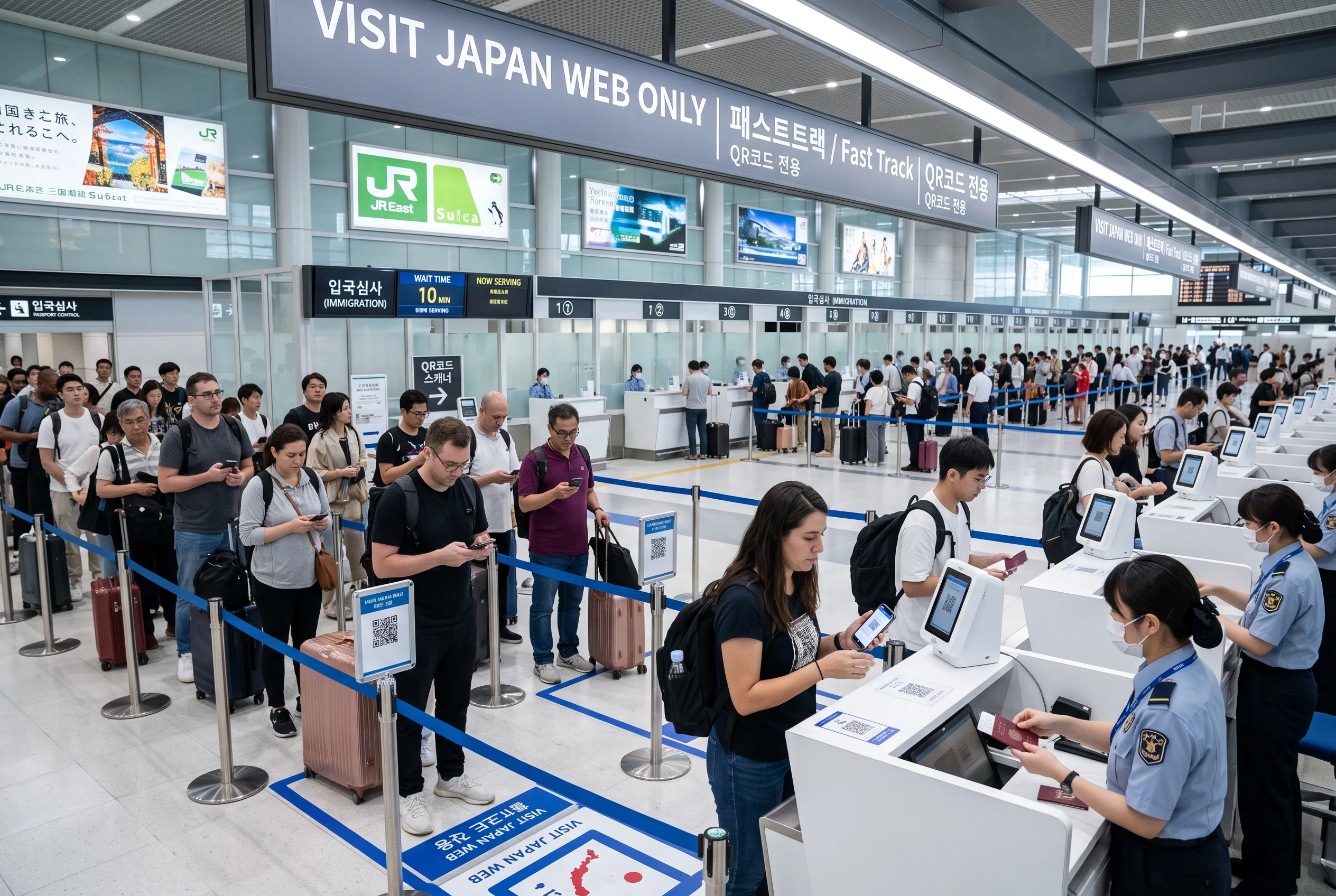 일본 공항 입국심사장 QR코드 패스트트랙