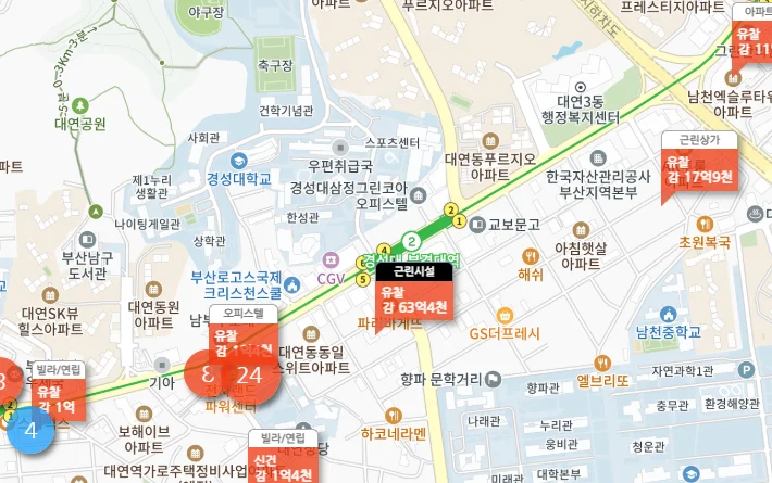 부산 대연동 상가건물 경매 2024타경111249 : 감정가 63억→34% 21억 역세권 대형물건 3 image 3